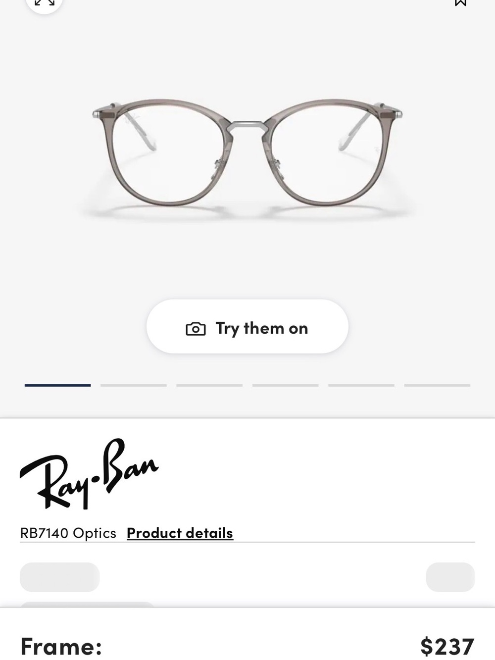 Ray-Ban Women's Clear Gray Round Optical Glasses - RB7140